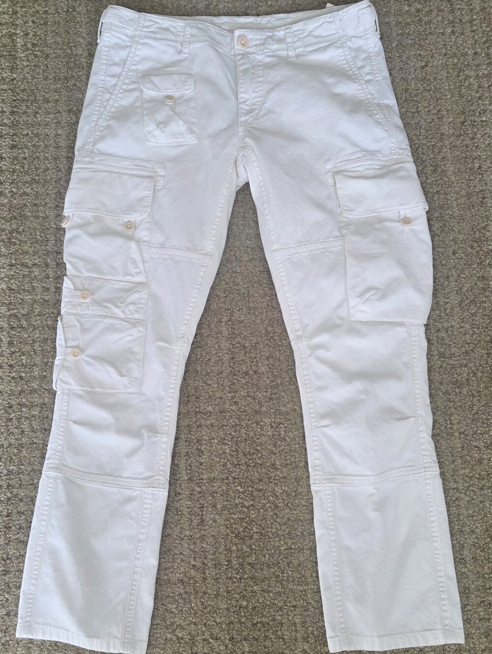 Ralph Lauren Women’s White Cargo Jeans - Classic Pocket Utility Style Pants